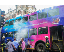 BEST electric bus fire Mumbai