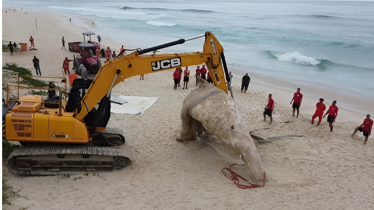 Dead whale Brazil beach