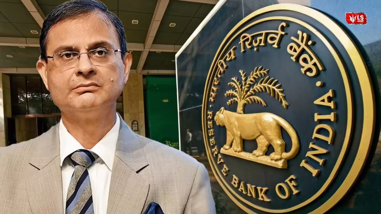RBI Governor Sanjay Malhotra standing, with the Reserve Bank of India logo visible on the other side.