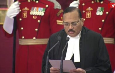 Justice Suryakant taking oath as the 53rd Chief Justice of India, administered by President Droupadi Murmu