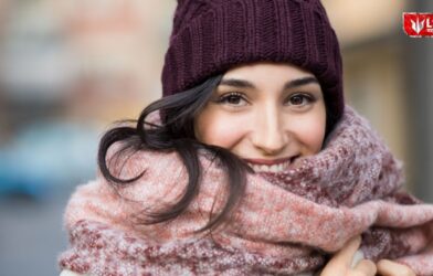 Person sleeping in winter while wearing ear caps, showing effects on health and comfort