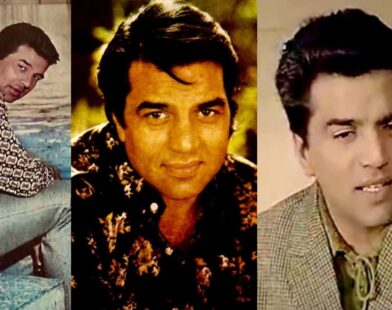 Dharmendra in a stylish and classic fashion look, showcasing his timeless style and charming screen presence