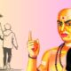 Chanakya giving wisdom on one side and on the other side a father and son walking and talking, symbolizing guidance and bonding.