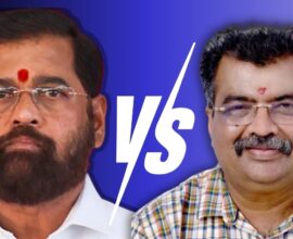 Graphic showing two political leaders facing each other with a “VS” symbol in the center, representing a political clash or rivalry