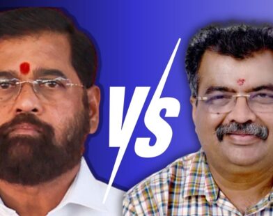 Graphic showing two political leaders facing each other with a “VS” symbol in the center, representing a political clash or rivalry