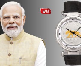A premium wristwatch featuring a 1947 one-rupee coin dial with a golden lion emblem and a person standing beside it