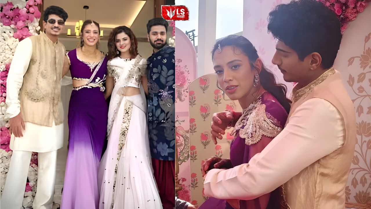 Smriti Mandhana standing with her husband and Palash Muchhal, representing the latest health-related update