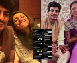 Smriti Mandhana in conversation with Palash Muchan, Palash Muchaal, and Merry De Costa during a friendly chat