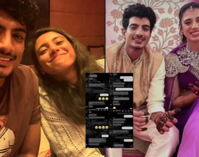 Smriti Mandhana in conversation with Palash Muchan, Palash Muchaal, and Merry De Costa during a friendly chat