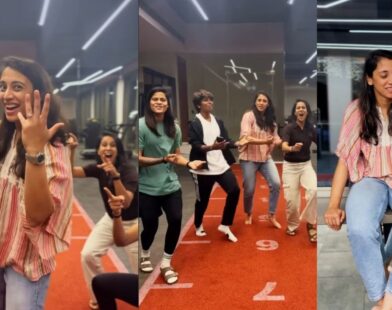 Smriti Mandhana flaunting her ring in a unique Munna Bhai M.B.B.S style gesture