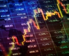 Stock market chart showing Nifty at record high and Sensex rising sharply