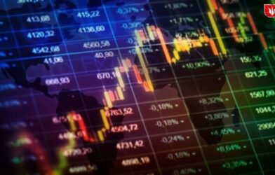 Stock market chart showing Nifty at record high and Sensex rising sharply