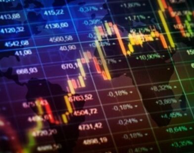 Stock market chart showing Nifty at record high and Sensex rising sharply