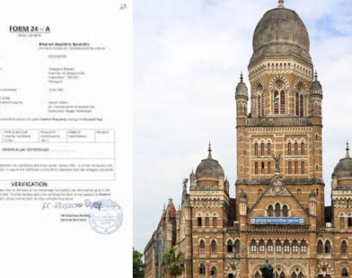 BJP leaders distributing AB forms to candidates during the election process