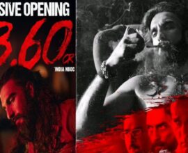 Movie poster of Dhurandhar starring Ranveer Singh, representing its first day box office success