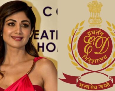 Enforcement Directorate officials at actress Shilpa Shetty’s residence during routine verification raid
