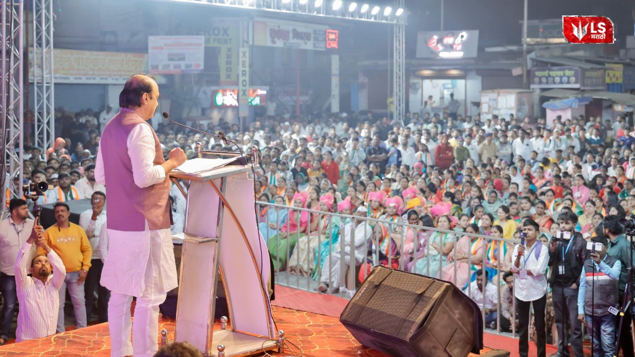 Ajit Pawar addressing the media while announcing that both NCP factions will contest together in Pimpri-Chinchwad