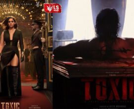 Nayanthara holding a gun in black high slit gown