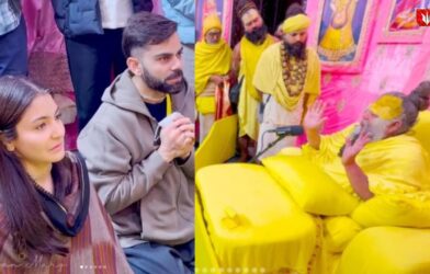 Anushka Sharma and Virat Kohli meeting Premanand Maharaj, video goes viral on social media