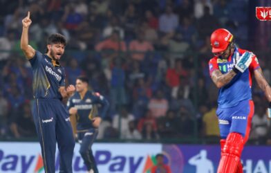 Indian bowler Arshad Khan celebrating after taking 6 wickets for 9 runs in the Syed Mushtaq Ali Trophy, creating a new record