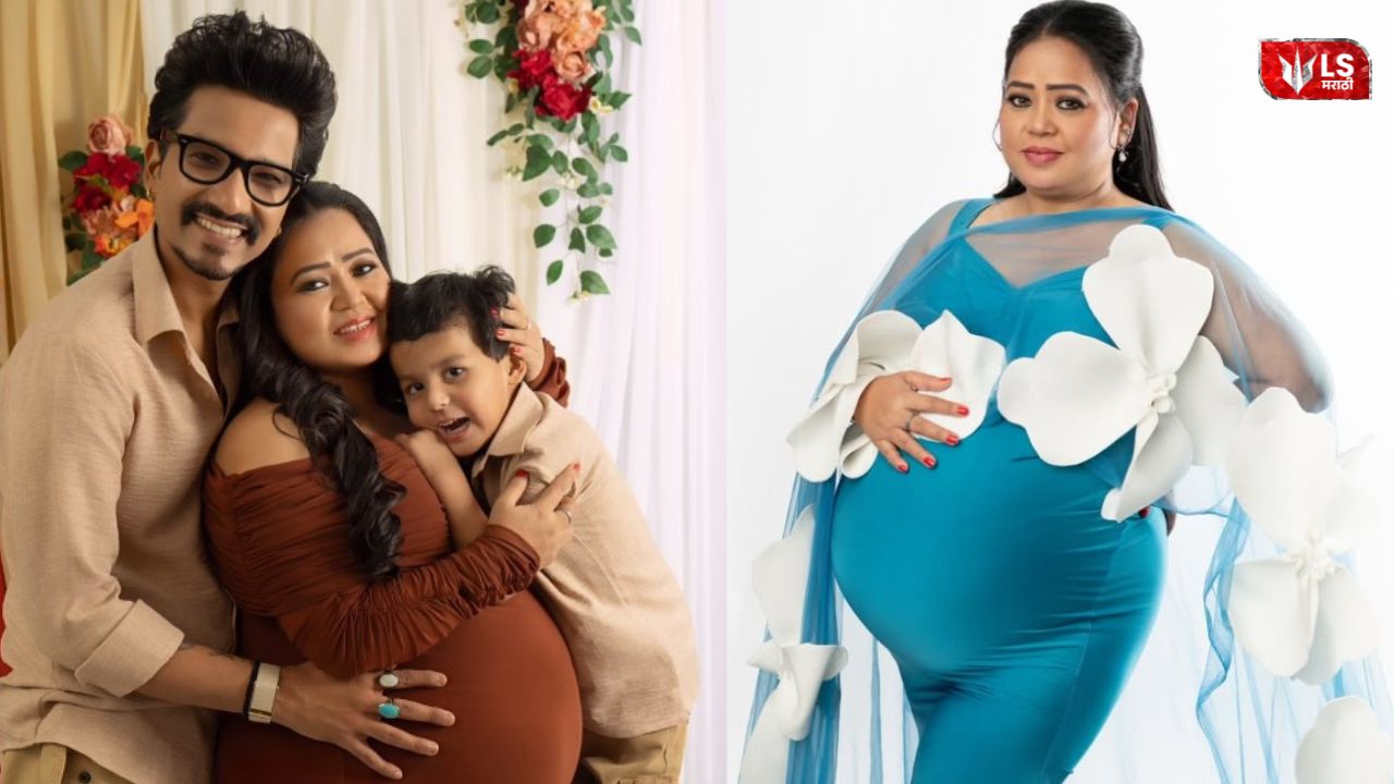 Bharti Singh and Harsh Limbachiyaa with their newborn baby and elder son Gola at home