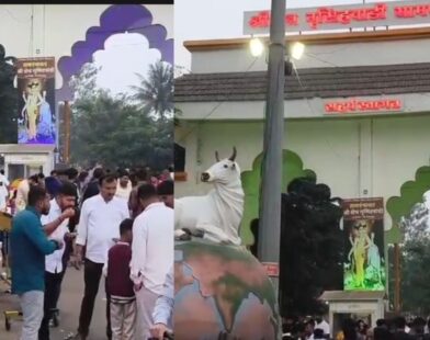 Decorated Nrusinhwadi temple filled with devotees on Datta Jayanti