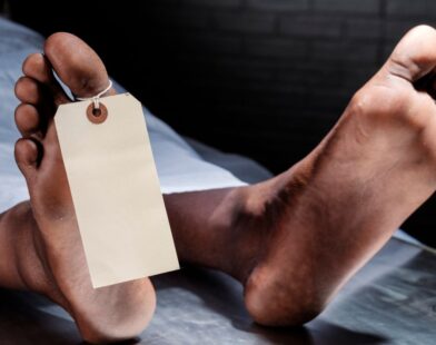 Police and locals at the spot where four people died due to electrocution while removing a borewell motor