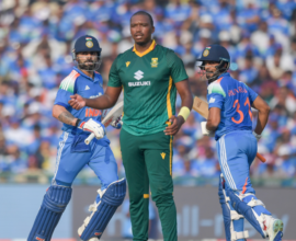 India and South Africa players during the series-deciding cricket match with the series levelled 1-1