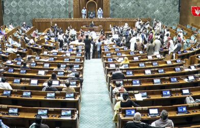 Opposition leaders protesting outside Constitution House after Jee Ram Jee Bill passed in Rajya Sabha at midnight