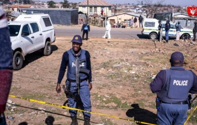 Police and emergency services at the scene after a deadly shooting in Johannesburg South Africa