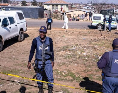 Police and emergency services at the scene after a deadly shooting in Johannesburg South Africa