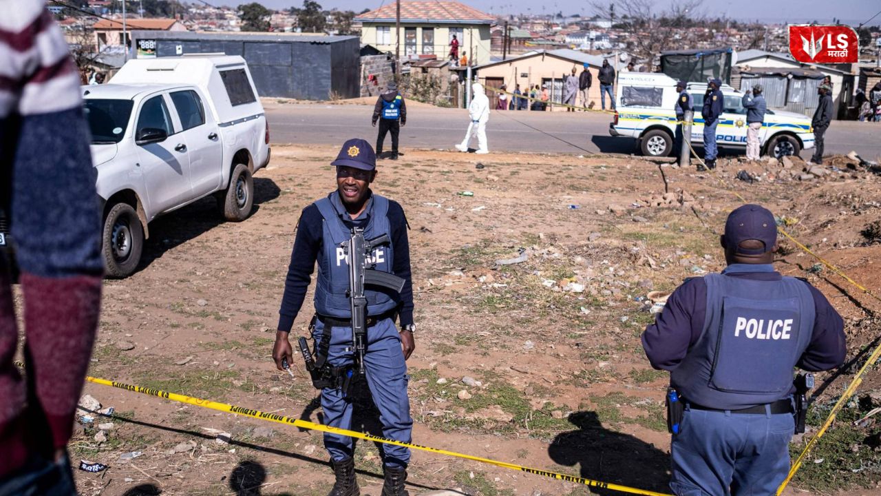 Police and emergency services at the scene after a deadly shooting in Johannesburg South Africa
