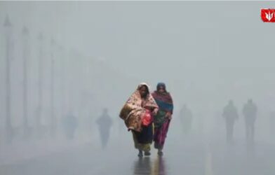 Kashmir mountains covered in snow with dense fog affecting roads and railways in North India