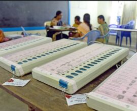 Electronic Voting Machine (EVM) with VVPAT used in Indian elections