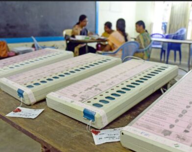 Electronic Voting Machine (EVM) with VVPAT used in Indian elections