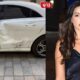 Actress Nora Fatehi arriving at an event despite being injured in an accident