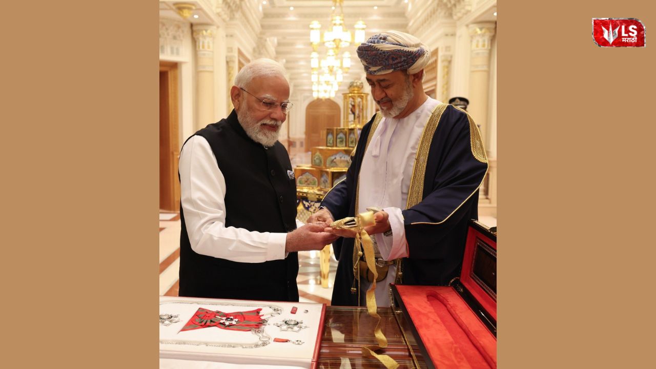 Prime Minister Narendra Modi receiving the Order of Oman, the highest civilian honour of Oman
