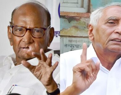 Sharad Pawar meeting the family of senior social worker Dr. Baba Adhav amid reports of his deteriorating health