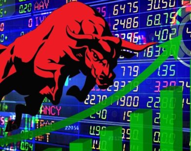 A stock market graph showing a downward trend, representing the fall in Sensex and Nifty for the third consecutive day