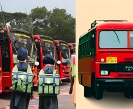 Students at ST bus stop as officials work on resolving issues through the helpline