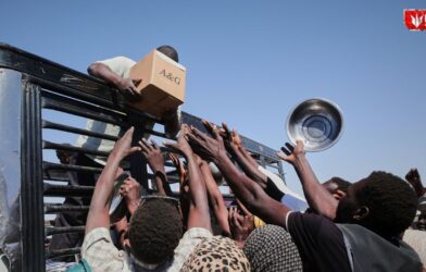 Scene showing destruction after a drone strike in Sudan, with debris scattered around a kindergarten affected by the attack