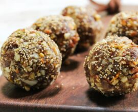 Sugar free coconut ladoo made with natural sweeteners
