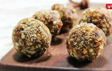 Sugar free coconut ladoo made with natural sweeteners