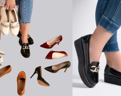 Footwear shopping tips showing different types of shoes on display