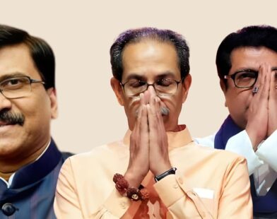 Uddhav Thackeray and Raj Thackeray with Shiv Sena UBT leader Sanjay Raut during a political discussion