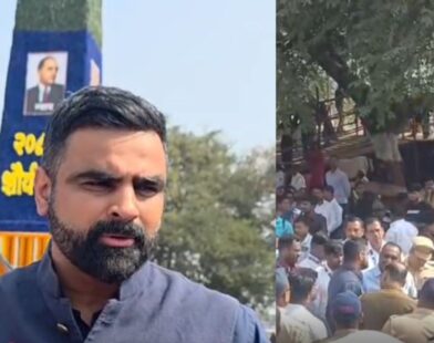 District Collector Jitendra Dudi briefing about Vijay Stambh tribute ceremony preparations