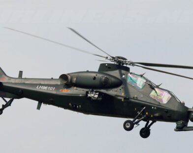 Side-by-side image of China Z‑10 and US AH‑64 Apache attack helicopters