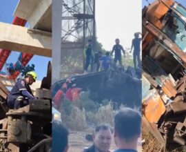 Thailand Crane Falls on Train