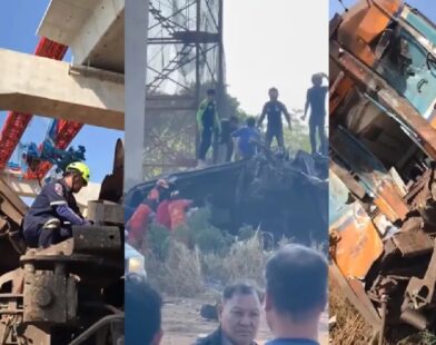 Thailand Crane Falls on Train