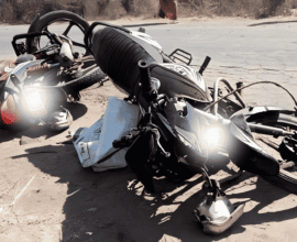 Head-on collision between two-wheelers